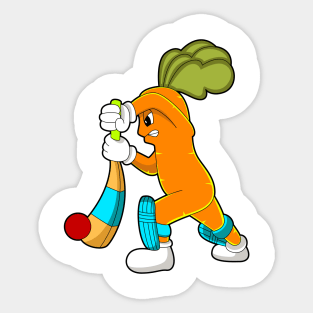 Carrot at Cricket with Cricket bat Sticker